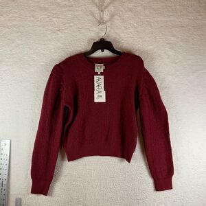 Lili‎ Sidonio Young Ladies Long Sleeve Dark Red Crew Neck Knitted Sweater L NWT